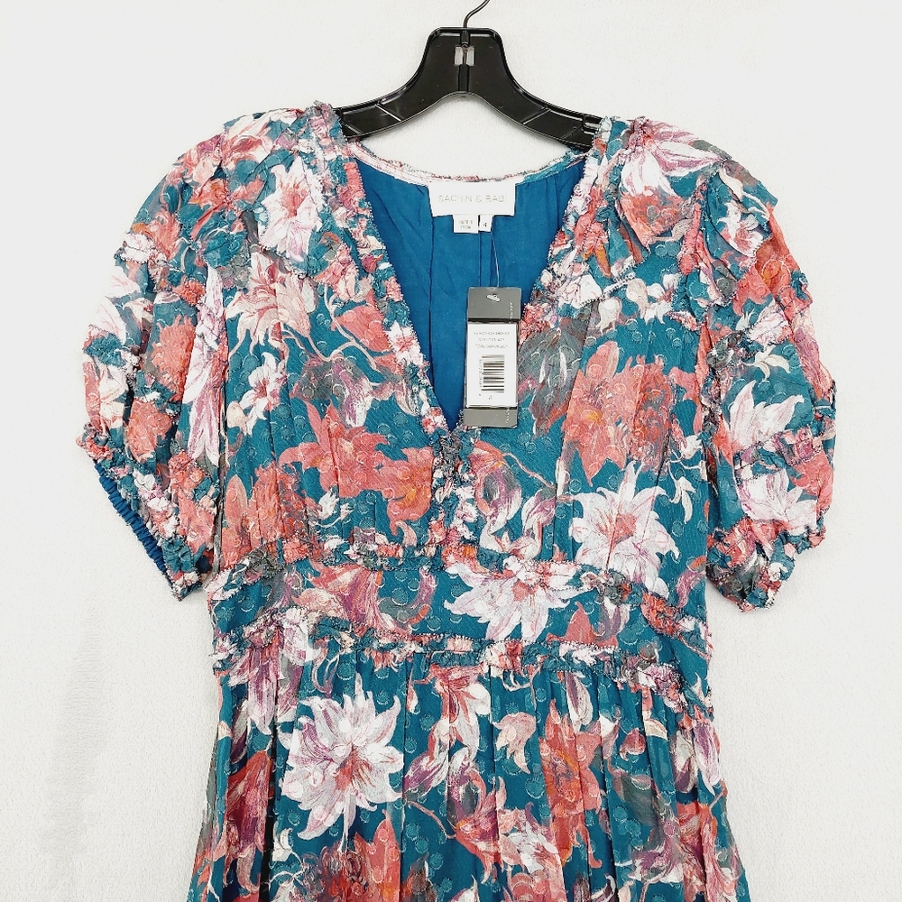 NEW Sachin & Babi Veronica Viscose Floral Midi Dress Z59 - Picture 4 of 9